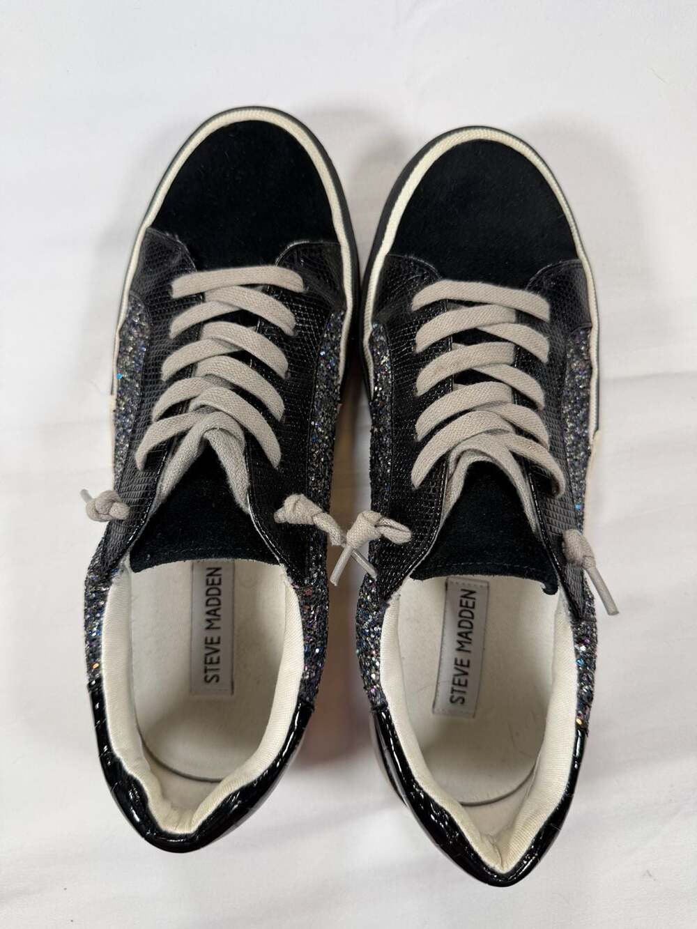 Steve Madden Embark Black Glitter Low Top Sneakers Size 9M - Picture 5 of 7